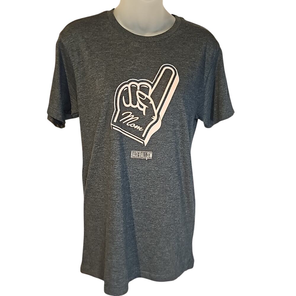 NWT Baseballism Number One Mom T Shirt Womens Large Gray Graphic Tee